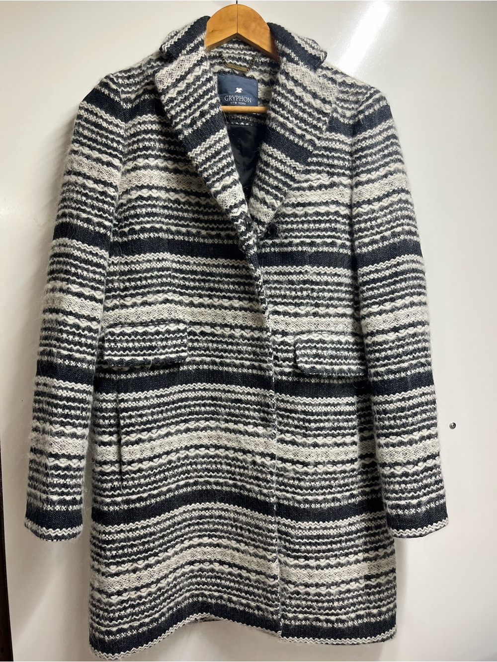 GRYPHON jacket coat cotton virgin wool mohair alpaca size medium mid length
